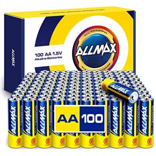 Allmax AA Maximum Power Alkaline Batteries (100 Count Bulk Pack) – Ultra Long-Lasting Double A Battery, 10-Year Shelf Life, Leak-Proof, Device Compatible – Powered by EnergyCircle Technology (1.5V)