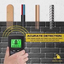 Stud Finder, Upgraded 6 in 1 Wall Scanner with 5 Scanning Modes & Digital Level to Scan Stud, Metal, AC Wire, Wood, LCD Display and Sound Warning for Easier Scanning (Grey)
