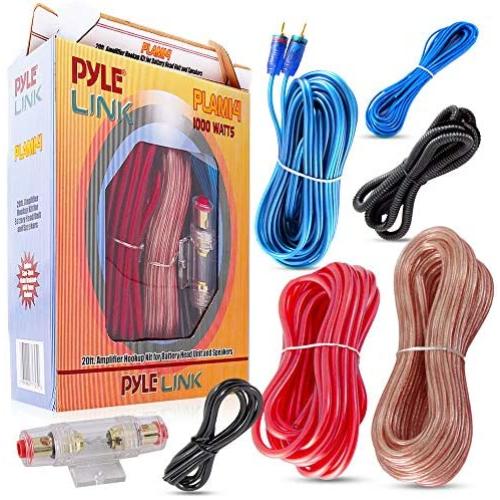 Car Audio Cable Wiring Kit - 20ft 8 Gauge Powered 1200 Watt Complete Amplifier Hookup for Battery, Head Unit & Stereo Speaker Installation Sound System - Pyle PLAM14