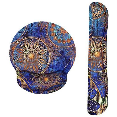 Lizimandu Keyboard Wrist Rest Pad and Mouse Wrist Rest Support Mouse Pad - Ergonomic Support - Premium Quality Foam Durable Comfortable Lightweight for Easy Typing Pain Relief (Blue Flower(New))