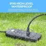 ESHLDTY 8-Outlets Outdoor Power Strip Weatherproof, Mountable Surge Protector with 6ft Extension Cord IPX6 Waterproof 1875W Overload Protection Outlet for Patio,Garage,Home Office(Black)