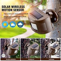 eMACROS Pairable 1/2 Mile Long Range Solar Wireless Driveway Alarm Indoor Outdoor Weatherproof Motion Sensor&Detector Security Alert System