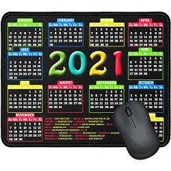 Mouse Pad with Stitched Edge, Computer Mouse Pad with Non-Slip Rubber Base, Mouse Pads for Computers Laptop Mouse 9.6x7.9x0.1 inch, 2021 (Calendar Black)
