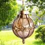 IJ INJUICY Outdoor Hanging Lantern, Rustic Waterproof Pendant Lighting Fixture in Metal with Glass Globe, 7.1'' Exterior Hanging Light for Porch, Exterior, Entryway (Gold)
