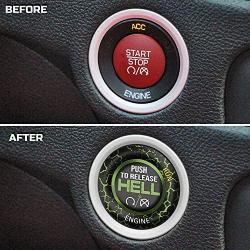 ToolEpic for Dodge Ram 1500 Challenger Charger Durango Accessories 2015-2021 - Engine Start Stop Button Overlay Sublime Green Emblem - Push to Release Hell Badge Unique Style - Perfect for Decals