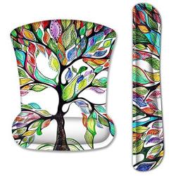 EkuaBot Colorful Tree Keyboard Wrist Rest Pad & Mouse Wrist Rest Support Pads Set for Computers & Laptop, Made of Memory Foam, Soft and Breathable, Ergonomic Design, Non-Slip Rubber Base, Easy Typing