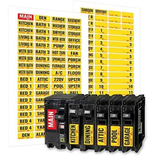 Linelax Circuit Breaker Box Labels – 129 Weatherproof Fuse Box Stickers