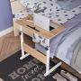 DlandHome 23.6 Inches Medium Size Mobile Side Table, Adjustable Movable w/Tablet Slot & Wheels, Portable Laptop Stand for Bed Sofa, D-05#3-60O, Oak, 1 Pack