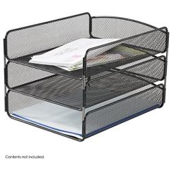 Safco Products 3271BL Onyx Mesh Desktop Organizer with Triple Tray, Black