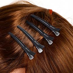 12Pcs Traceless Duckbill Clips for Hair Extensions, Professional Barber Plastic Hair Clips Clamp with Silicone Band Salon Styling Hair Claw Grip Non-slip Hairpins Barrettes for Women Girls