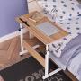 SDHYL 31.5 inches Adjustable Work Stand Mobile Side Desk with Tablet and Mobile Phone Slot Portable Workstation Student Desk Small Snack Table, Bed and Couch Desk, Oak, S7-ZS-05#3-80OK