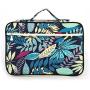 Lazyaunti Zipper Portfolio Organizer A4 Note Pouch-Waterproof Document Bags/Zipper Binder/Paper Case for 12.5'' Mac,Tablet,Pens,washi Tape,Journals,Sketch Books(Navy Blue Leaf)