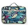 Lazyaunti Zipper Portfolio Organizer A4 Note Pouch-Waterproof Document Bags/Zipper Binder/Paper Case for 12.5'' Mac,Tablet,Pens,washi Tape,Journals,Sketch Books(Navy Blue Leaf)