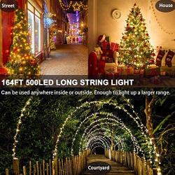 Haynery 500 LED Christmas String Lights 164FT Extendable with Remote, Outdoor Indoor Plug in Twinkle Lights for Christmas Tree Party Garden Decoration, Warm White