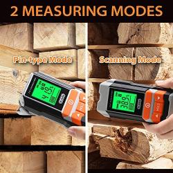 [Upgrade] Wood Moisture Meter, Dr.meter 2 in 1 Pin & Pinless Multifunctional Firewood/Wall/Building/Furniture Humidity Water Detector, Pin-type & Scanner Wood Moisture Tester