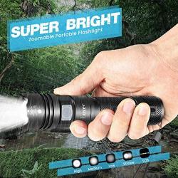 E1 LED Flashlight-1200 Lumens 5 Modes Zoomable Handheld IP67 Water Resistant Conveniently Packed Best Camping Hiking Outdoor Emergency Flash light (3A Batteries Included) …