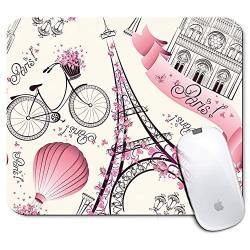 Personalized Rectangle Mouse Pad, Printed Eiffel Tower Pattern, Non-Slip Rubber Comfortable Customized Computer Mouse Pad (9.45x7.87inch)