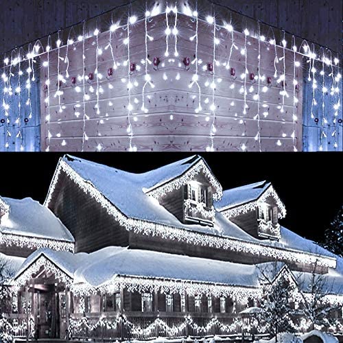 Toodour Icicle Christmas Lights, 432 LED 35.4ft 8 Modes Icicle String Lights with 72 Drops, Window Curtain Fairy Icicle Lights, Icicle Fairy Twinkle Lights for Christmas, Party, Holiday (White)