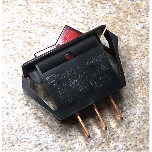 NTE Electronics 54-054 Miniature Snap-in Nylon Illuminated Rocker Switch, SPST Circuit, Off-None-ON Action, Nylon Actuator, Red Lens, 0.250'' Quick Connect Terminal, 15 Amp, 125V