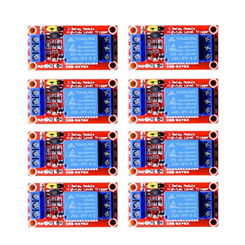 DaFuRui 8Pcs DC 12V 1 Channel Relay Module Board Shield with Optocoupler Support High/Low Level Trigger Compatible for Arduino