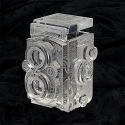 Fotodiox Crystal TLR Camera Display Model - 4/5 Sized Replica of Rolleiflex 2.8 Camera with Zeiss Planar 80mm Lens; Paperweight, Book Shelf, Bookends, Paper Weight
