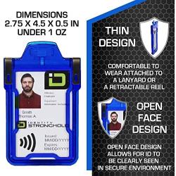 Identity Stronghold - Secure RFID Badge Holder for 1 Card - Heavy Duty Hard Plastic ID Badge Holder - USA Molded and Assembled - FIPS 201 Approved RFID Blocking Security - Blue