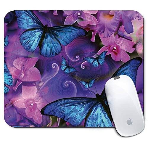 Personalized Rectangle Mouse Pad, Printed Butterfly Pattern, Non-Slip Rubber Comfortable Customized Computer Mouse Pad (9.45x7.87inch)