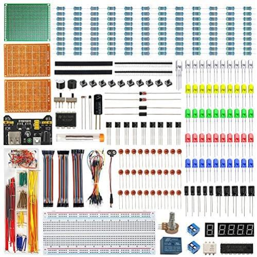 WayinTop Electronics Component Fun Kit w/E-Book, Upgraded Electronic Starter Kit with Breadboard Jumper Wires Kit, PCB Soldering Kit, LEDs & Resisitor Kit for Arduino/for Raspberry pi/ESP32/ESP8266