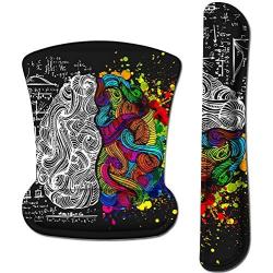 Keyboard Wrist Rest Pad and Mouse Wrist Rest Support Mouse Pad Set,DQQH Non Slip PU Base Wrist Support with Ergonomic Raised Memory Foam for Easy Typing & Pain Relief (Black Brain)