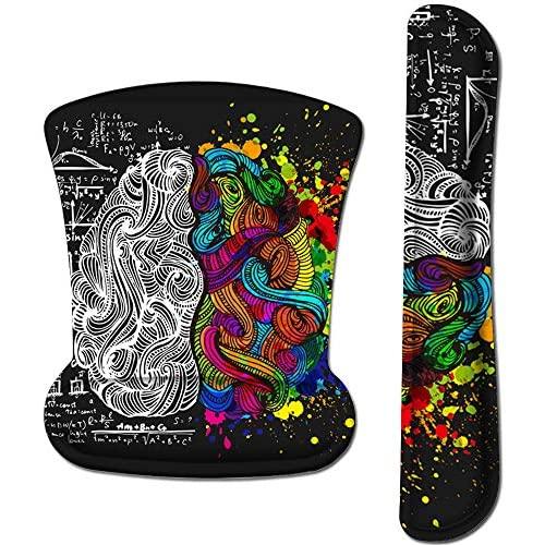 Keyboard Wrist Rest Pad and Mouse Wrist Rest Support Mouse Pad Set,DQQH Non Slip PU Base Wrist Support with Ergonomic Raised Memory Foam for Easy Typing & Pain Relief (Black Brain)
