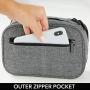 mDesign Fabric Travel Electronic Accessories Bag Organizer with Easy-Pull Zipper/Handle, Water-Resistant, Front Pocket - Holds Cords, Smart Phones, Earbuds, Batteries, Chargers, Travel Sizes - Gray