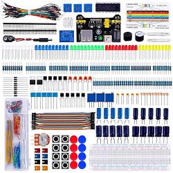 Keywishbot Electronic Component Super kit with Resistor Transistor RGB Capacitor LED Buzzer Switch Potentiometer for Arduino Nano,Development Board,MEGA2560, Raspberry Pi,STEM, Micro:bit