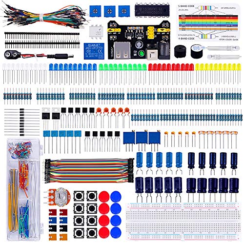Keywishbot Electronic Component Super kit with Resistor Transistor RGB Capacitor LED Buzzer Switch Potentiometer for Arduino Nano,Development Board,MEGA2560, Raspberry Pi,STEM, Micro:bit