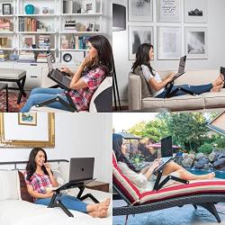 Adjustable Laptop Stand - Use It as a Foldable Standing Desk at The Office, Portable Computer Holder for Writing, Cozy Desk in Bed or on The Sofa - Laptop Table with Cooling Fans - Great as a Gift