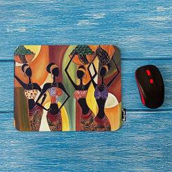 Mugod African Women Mouse Pad Four Sexy African Womens with Beautiful Dress Dance Mouse Mat Non-Slip Rubber Base Mousepad for Computer Laptop PC Gaming Working Office & Home 9.5x7.9 Inch