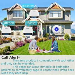 LIOTOIN Caregiver Pager Wireless SOS Call Button Nurse Alarm System Home/Elderly/Patient/Disabled/School Call Bell 5 Transmitter 5 Plug-in Receiver (600+ft Operating Range)