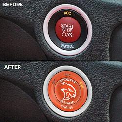 ToolEpic for Dodge Challenger Charger Durango Hellcat Decal Accessories 2015-2021 - Engine Start Stop Button Overlay Sticker Emblem - Push to Start Button Go Mango Badge Cover - Perfect for Decals