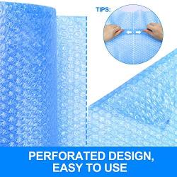 Fuxury Blue Anti-Static Bubble Cushioning Wrap Roll Air Bubble Roll 2 Rolls 72 Feet Total,Perforated Every 12'',Included 20 Fragile Sticker Labels for Packaging Moving Shipping Boxes Supplies