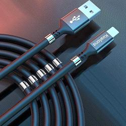 Magnetic Phone Charging Cable,(1.8M/6FT) Super Organized USB Fast Charging Cord Self Winding Wire Portable Storage 360 Degree Coiling Magnets Retractable Compatible with i-Products