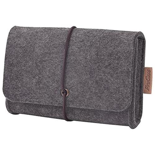 ProCase Felt Storage Case Bag Accessories Organizer for MacBook Laptop Mouse Power Adapter Cables Computer Electronics Cellphone Accessories Charger SSD HHD -Black