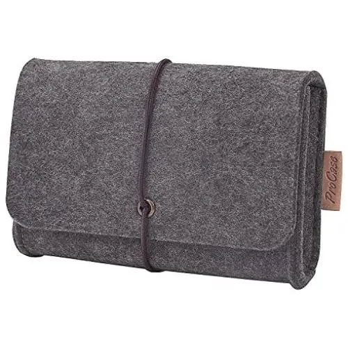 ProCase Felt Storage Case Bag Accessories Organizer for MacBook Laptop Mouse Power Adapter Cables Computer Electronics Cellphone Accessories Charger SSD HHD -Black