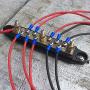 Mofeez Bus Bar -3x1/4” Post, 10x#8 Screw Terminal Power Distribution Block with Ring Terminals（Single-Black）