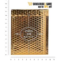 Bubble mailers 8.5 x 11 Padded envelopes 8 1/2 x 11. Pack of 10 Gold Cushion envelopes. Exterior Size 9.5 x 11 (9 1/2 x 11). Peel & Seal. Metallic foil. Mailing, Shipping, Packing, Packaging.