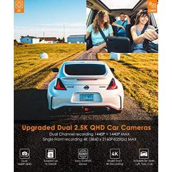 Vantrue N2S Dual 2.5K Dash Cam with GPS, 4K Single Front or 1440P Front and Cabin Car Dashboard Camera with Super Capacitor, IR Night Vision, Parking Mode, Motion Sensor, Support 256GB Max