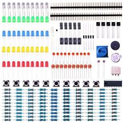 ELEGOO Electronics Component Basic Starter Kit w/Precision Potentiometer, Buzzer, Capacitor Compatible with Arduino UNO, MEGA2560, Raspberry Pi