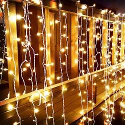 Led Icicle Lights Outdoor Christmas Decorations Lights 400LED 8 Modes Icicle Christmas Lights, Outdoor Fairy String Lights for Christmas, Party, Holiday Decorations (Warm White)