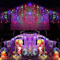 Joomer LED Icicle Lights,400 LED 26ft 8 Modes with 80 Drops,Icicle Fairy Lights with Timer Function, Waterproof Connectable Outdoor Lights for Holiday, Christmas, Wedding Decorations (Multi-color)