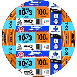 Southwire 63948426 100 10/3 with ground Romex brand SIMpull residential indoor electrical wire type NM-B, Orange