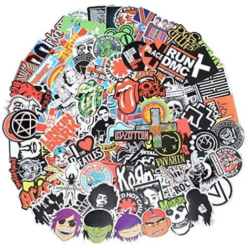 Band Stickers 100 Pcs Rock and Roll Music Stickers, Vinyl Waterproof Stickers for Personalize Laptop, Electronic Organ, Guitar, Piano, Helmet, Skateboard, Luggage Graffiti Decals Band Stickers 100 Pcs Rock and Roll Music Stickers, Vinyl Waterproof Stickers for Personalize Laptop, Electronic Organ, Guitar, Piano, Helmet, Skateboard, Luggage Graffiti Decals