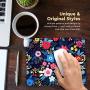 Cute Designer Desk Mouse Pad for Women, Pretty and Colorful Designs, Anti-Slip, Perfect Office, Work & Home Computer Accessory (Blue Garden, Rectangle)
